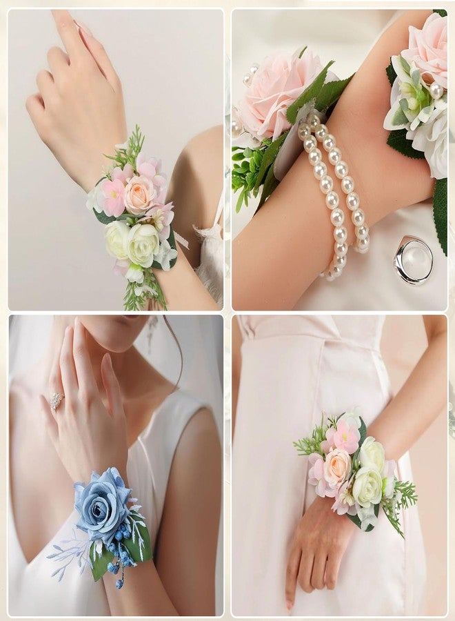 Wullina Corsage Wristlet Band 8Pcs Wrist Corsage Bracelets,Pearl Stretch Elastic Wristlets for Wedding Party Prom DIY Wrist Corsage Supplies - Image 5